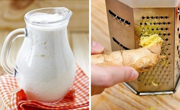 Préparez un cocktail avec du kéfir et du gingembre râpé.
